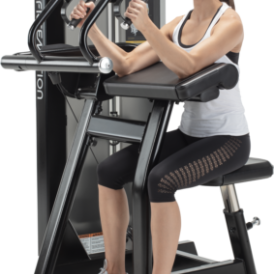 Woman using Biceps Curl machine