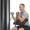 man using biceps machine