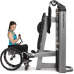 Woman in Wheel Chair using Abdominal/Biceps machine