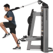 male pulling cords on Abdominal/Biceps machine